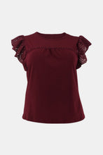 Load image into Gallery viewer, Plus Size Flutter Lace Sleeve Round Neck Top