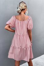 Load image into Gallery viewer, Puff Sleeve Square Neck Tiered Dress