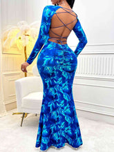 Load image into Gallery viewer, Square Neck Tie Back Slit Maxi Dress
