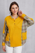 Load image into Gallery viewer, Plaid Waffle-Knit Half Button Hoodie