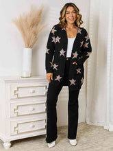 Load image into Gallery viewer, Star Pattern Open Front Cardigan with Pockets