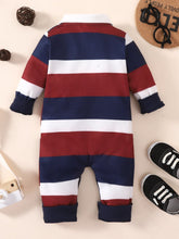 Load image into Gallery viewer, Baby Striped Collared Neck Jumpsuit