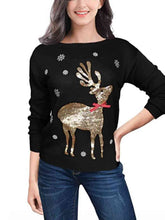 Load image into Gallery viewer, Sequin Reindeer Graphic Sweater