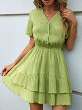 Load image into Gallery viewer, Button Down Layered Mini Dress