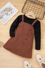 Load image into Gallery viewer, Girls Solid Decorative Buttons Dress Set