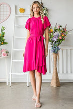 Load image into Gallery viewer, Reborn J Tie Waist Ruffle Trim Short Sleeve Dress