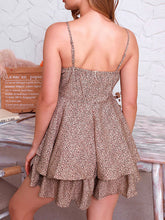 Load image into Gallery viewer, Leopard Spaghetti Strap Mini Layered Dress