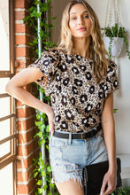 Load image into Gallery viewer, Animal Print Puff Sleeve Round Neck Blouse