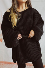 Load image into Gallery viewer, Boat Neck Dropped Shoulder Mini Sweater Dress