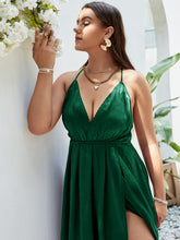 Load image into Gallery viewer, Plus Size Crisscross Side Split Plunge Velvet Maxi Dress