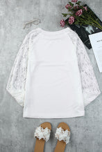 Load image into Gallery viewer, Lace Raglan Sleeve Round Neck Top