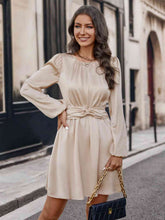 Load image into Gallery viewer, Twisted Round Neck Long Sleeve Dress