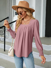 Load image into Gallery viewer, Ruched Square Neck Lantern Sleeve Blouse