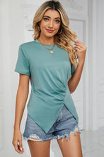 Load image into Gallery viewer, Ruched Round Neck Short Sleeve T-Shirt