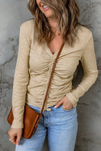 Load image into Gallery viewer, Drawstring Gathered Detail Long Sleeve Knit Top