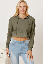 Load image into Gallery viewer, Waffle-Knit Drawstring Zip Up Hoodie