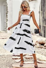 Load image into Gallery viewer, Brush Stroke Tie Shoulder Smocked Dress