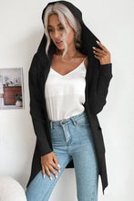 Load image into Gallery viewer, Ribbed Open Front Hooded Cardigan with Pockets