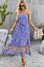 Load image into Gallery viewer, Bohemian Spaghetti Strap Drawstring Slit Dress