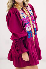 Load image into Gallery viewer, Full Size Nutcracker Sequin Lantern Sleeve Tiered Dress