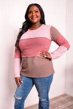 Load image into Gallery viewer, Heimish Full Size Color Block Exposed Seam Waffle-Knit Top