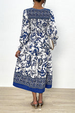 Load image into Gallery viewer, Printed Smocked Lantern Sleeve Ruffled Dress