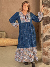 Load image into Gallery viewer, Plus Size Printed Balloon Sleeve Maxi Dress