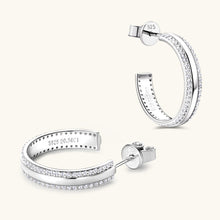 Load image into Gallery viewer, 925 Sterling Silver Inlaid Moissanite C-Hoop Earrings