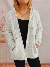 Load image into Gallery viewer, Zip Up Drawstring Long Sleeve Hooded Sweater