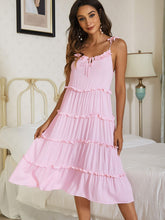 Load image into Gallery viewer, Frill Trim Tie-Shoulder Layered Dress