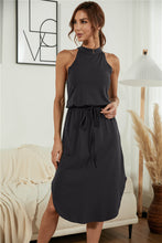Load image into Gallery viewer, Drawstring Open Back Slit Sleeveless Dress