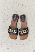 Load image into Gallery viewer, Forever Link Square Toe Chain Detail Clog Sandal in Black