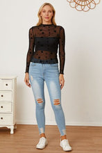 Load image into Gallery viewer, Star Pattern Mock Neck Long Sleeve Blouse