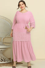 Load image into Gallery viewer, Plus Size Spliced Lace Tassel Belted Dress