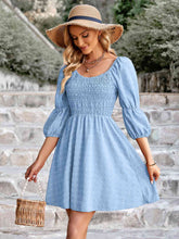 Load image into Gallery viewer, Swiss Dot Smocked Scoop Neck Dress