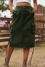 Load image into Gallery viewer, Drawstring Denim Cargo Skirt