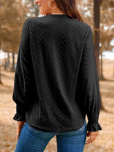 Load image into Gallery viewer, Eyelet V-Neck Flounce Sleeve Top