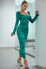 Load image into Gallery viewer, Ruched Puff Sleeve Sheath Dress