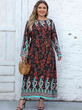 Load image into Gallery viewer, Plus Size Floral Tassel Round Neck Dress