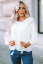 Load image into Gallery viewer, Swiss Dot Tassel Tie Blouse