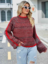 Load image into Gallery viewer, Heathered Round Neck Long Sleeve Sweater