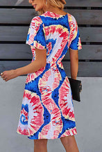 Load image into Gallery viewer, Printed Surplice Neck Knee Length Flutter Sleeve Dress
