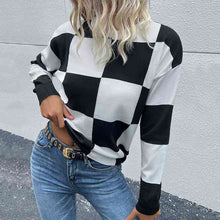 Load image into Gallery viewer, Checkered Drop Shoulder Knit Pullover