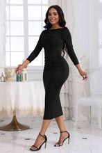 Load image into Gallery viewer, Ruched Boat Neck Midi Dress