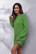 Load image into Gallery viewer, Cable-Knit Round Neck Sweater Dress