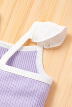 Load image into Gallery viewer, Baby Girl Contrast Trim Ribbed Cami and Shorts Set