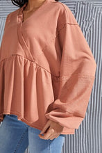 Load image into Gallery viewer, V-Neck Exposed Seams Balloon Sleeve Top
