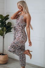 Load image into Gallery viewer, Leopard Print Tie Front Grecian Jumpsuit