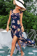 Load image into Gallery viewer, Floral Print Sleeveless Square Neck Slit Midi Dress