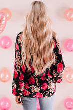Load image into Gallery viewer, Floral V-Neck Balloon Sleeve Blouse